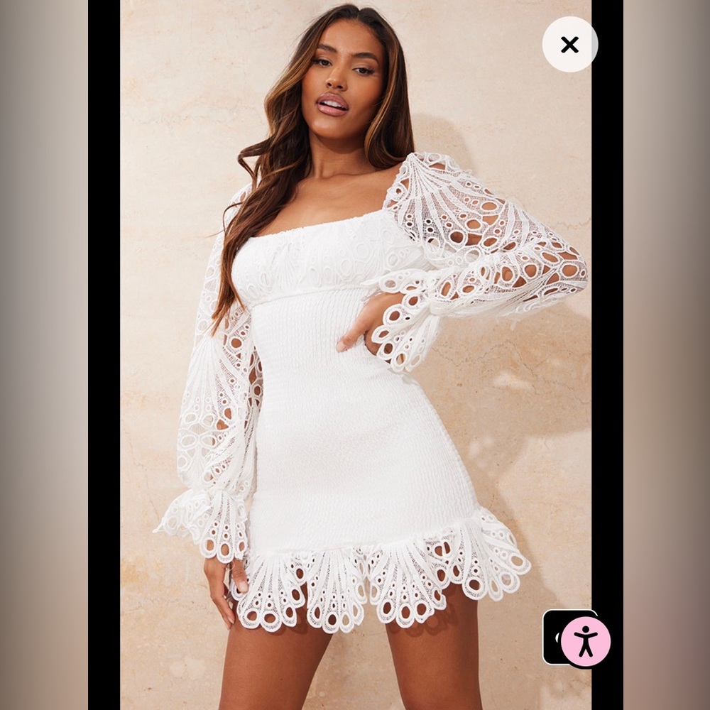 White lace sleeve dress